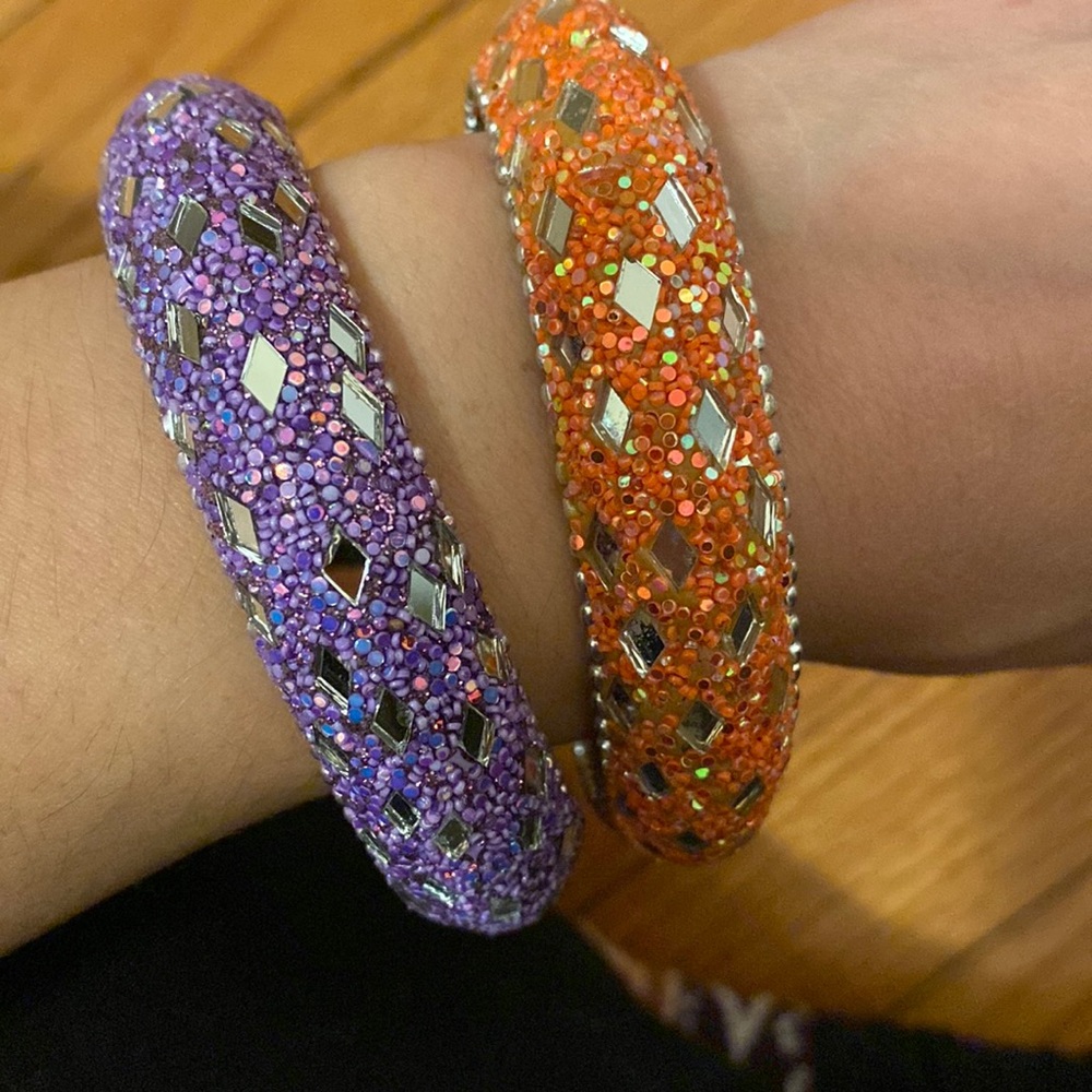 Colorful Moroccan mirrored bangles